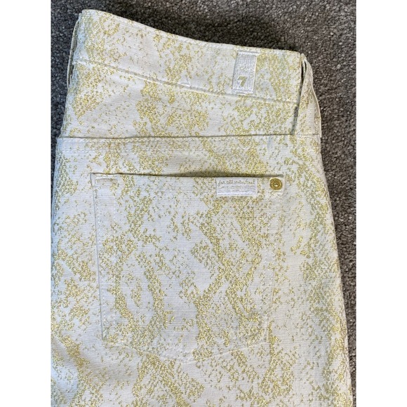 7 For All Mankind  Jacquard Pants Gold Snake Skin Skinny Stretch  Sz 28 NWOT - Picture 2 of 10